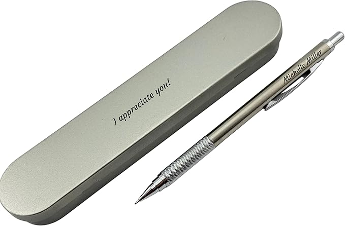 ELMA VADA STUDIO Custom Engraved Mechanical Pencil – Personalized 0.7mm Refillable Drafting Tools – Gift for Architects, Engineers, Students, Designers, Graduation (Chrome Pen Engraved)