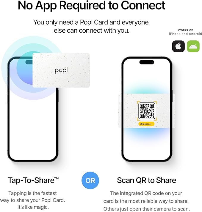 Popl Smart NFC Business Card - Sleek Modern Digital Business Card w/Instant App-Free Sharing - Customizable NFC Cards Compatible w/iPhone & Android (100% Recycled)