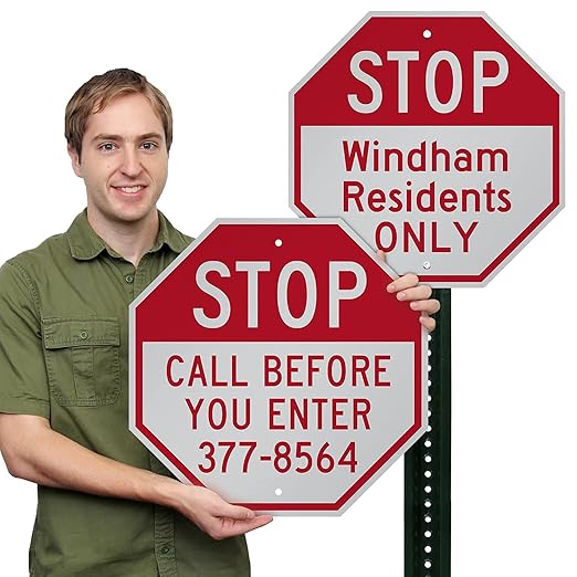 SmartSign Custom STOP Sign 18"x18" 3M Laminated EG Reflective 80 mil Aluminum, Personalized Metal Sign for Outdoor, Parking Lots, Gate, Garages, USA-Made
