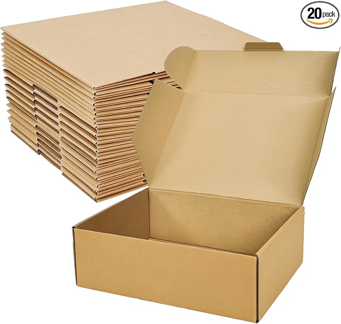 WINHPH 12x9x4 Inches Shipping Boxes, White Corrugated Cardboard Literature Mailer for Small Business, Set of 20 Packaging Supplies