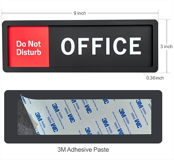 Office Sign – Do Not Disturb/Knock Welcome Slide Switch Sign, Premium Durable Acrylic Material, Super Strong Self-Adhesive, Quick Installation, Suitable For Your Home And Business (9×3 Inches, Black)