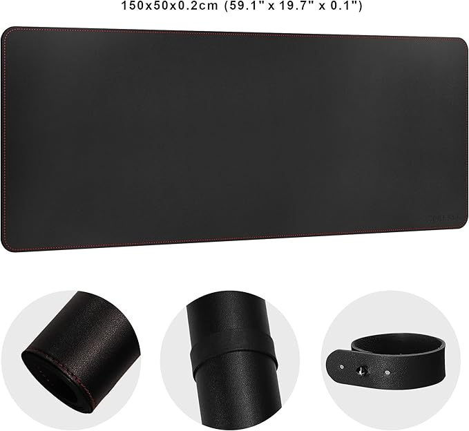 ZORESYN Desk Pad (59.1"x19.7"), PU Leather Desk Blotter Protector, Large Gaming Mousepad Desk Mat - Waterproof Non Slip Base Keyboard Extended Mouse Mat (Black)
