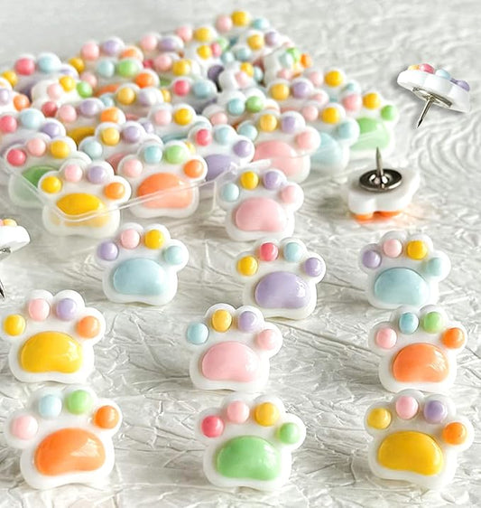 30 Pcs Cute Push Pins,Decorative Thumb Tacks,Animal Push Pins for Photo Wall Maps,Memo Note,Bulletin Board or Cork Boards,Multi-Functional Pushpin Tool Office Accessories(Cat paw-3)