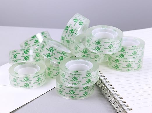 BOMEI PACK 36Rolls Crystal Clear Tape for Gift Wrapping, Transparent Tape Refills for Dispenser, Office Tape for Home and School, 3/4Inch x 1000 inch