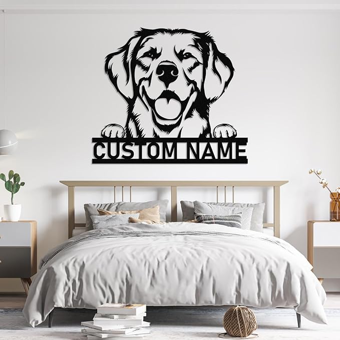 Dyoart Custom Dog Metal Signs - Personalized Metal Dog Decor, Rustic Farmhouse Dog Signs for Home Decor, Dog Metal Wall Art, Family Name Sign, Gifts for Mom Dad Dog Lovers, Dog Room Decor
