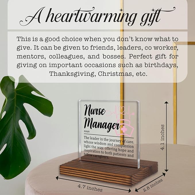 Nurse Manager Appreciation Gift Desk Sign, Thank You Gift for Nurse Leaders Hospital Staff Office Decor Plaque Nurse Supervisor Recognition PA063