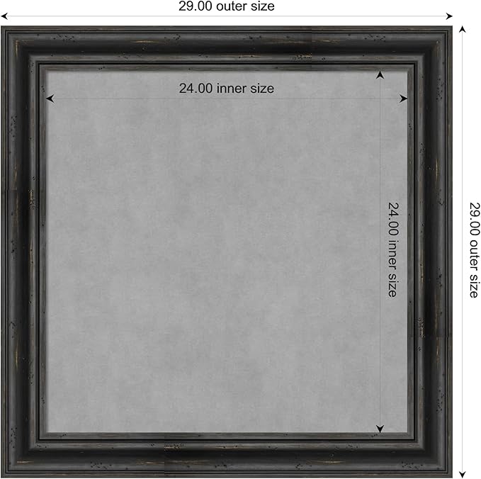 Amanti Art Black Framed Magnetic Board 29x29 Medium Vision Board for use with Magnets, 100% Metal Sheet to Display Items as Office Decor or for Home Organization in mudroom, Kitchen or Kids Room