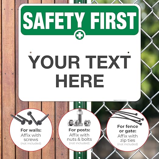 Custom Safety First Sign, OSHA Sign, 24x30 Inches, Rust Free .063 Aluminum, Fade Resistant, Indoor/Outdoor Use, Made in USA