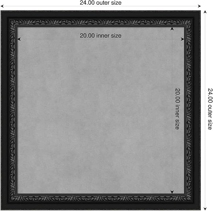 Amanti Art Black Framed Magnetic Board 24x24 Medium Vision Board for use with Magnets, 100% Metal Sheet to Display Items as Office Decor or for Home Organization in mudroom, Kitchen or Kids Room
