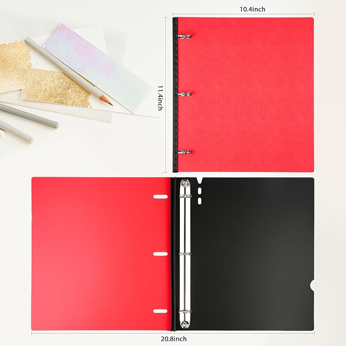 MAKHISTORY Telescoping 3 Ring Binder-4PCS, Flexible Binder with Elastic Rubble Spine+3 Round Rings, Flat Writing Binder, 4 Bright Colors