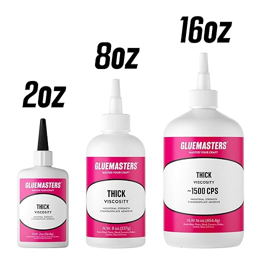 Glue Masters Pro Line - 16 OZ - Professional Grade Cyanoacrylate (CA) Super Glue by Glue Masters - Thick 1500 CPS Viscosity Adhesive for Woodworking, Scale Modeling, Fabrication, 3D Printing and More