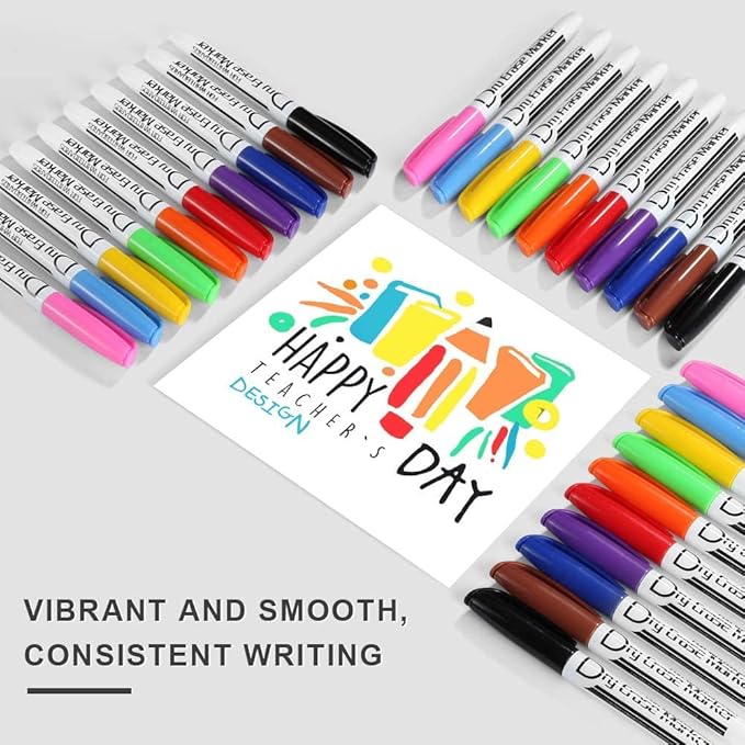 Volcanics Dry Erase Markers Low Odor Fine Whiteboard Markers Thin Box of 80, 10 Colors