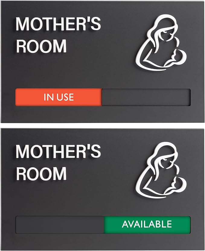Noah Baby ""9x5 Privacy Slider Sign - In Use/Available for Mother's Rooms, Conferences, Wellness Areas | Office & Hospital Door Indicator"", Black