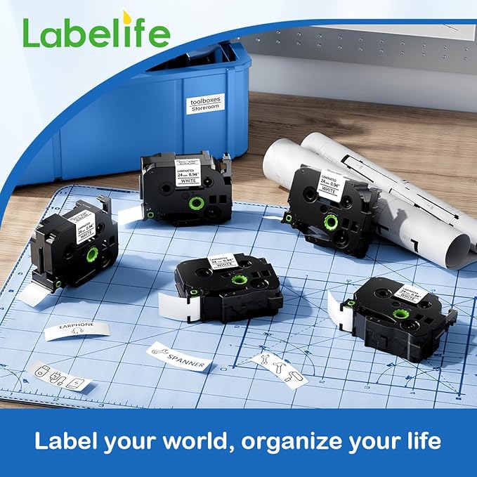 Labelife 8-Pack TZe-251 TZe TZ Tape 24mm 0.94 Compatible with Brother P Touch Label Maker Tape 24mm .94 Laminated White TZe251 TZ-251 1'' for Brother PT-D600 PT-D610BT PT-P710BT P700 P750W
