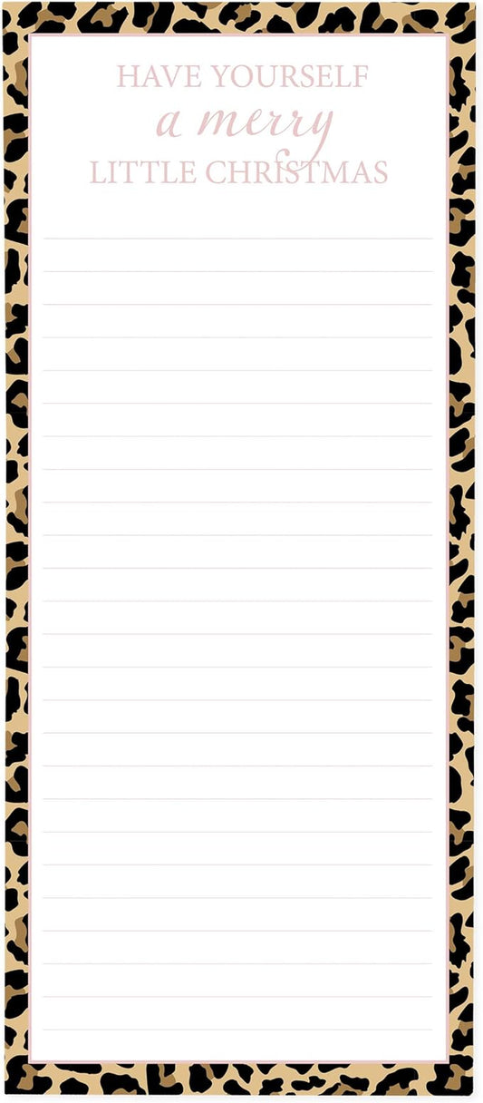 Graphique Cheetah Print Holiday Magnetic Notepad | 100 Tear-Away Sheets | Grocery, Shopping, To-Do List | Writing Pad for Fridge, Kitchen, Office |Lined Paper | Great Gift | 4” x 9.25”