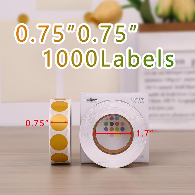 PARLAIM 3/4 Inch Roll Color Coding Labels,1000 per Roll Round Permanent Adhesive Color Coding Circle Dot Stickers for Office Home(Gold)