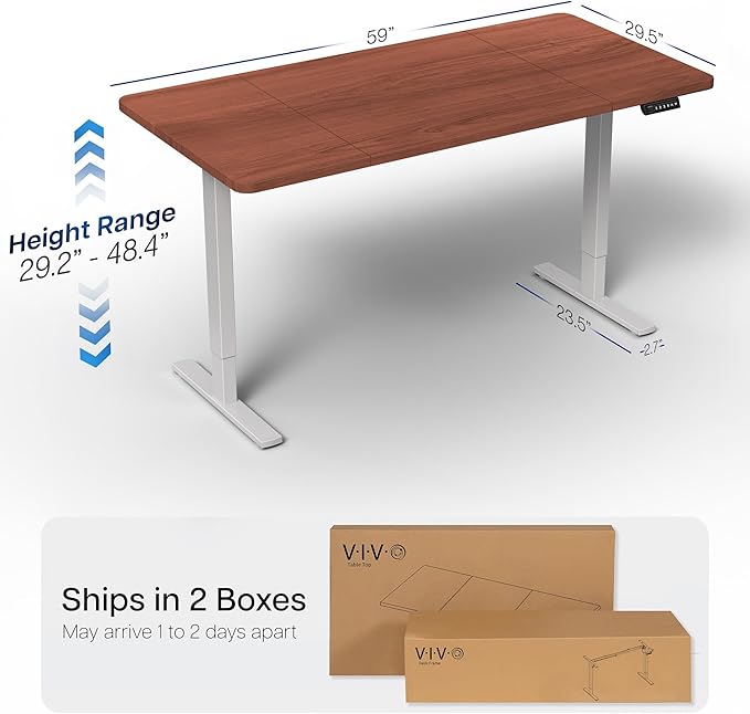VIVO Electric 60 x 30 in Standing Desk, Memory Height Adjustment, 1B Series, Holds 220 lbs,Dark Walnut Top Gray Frame, DESK-KIT-1G6D-30