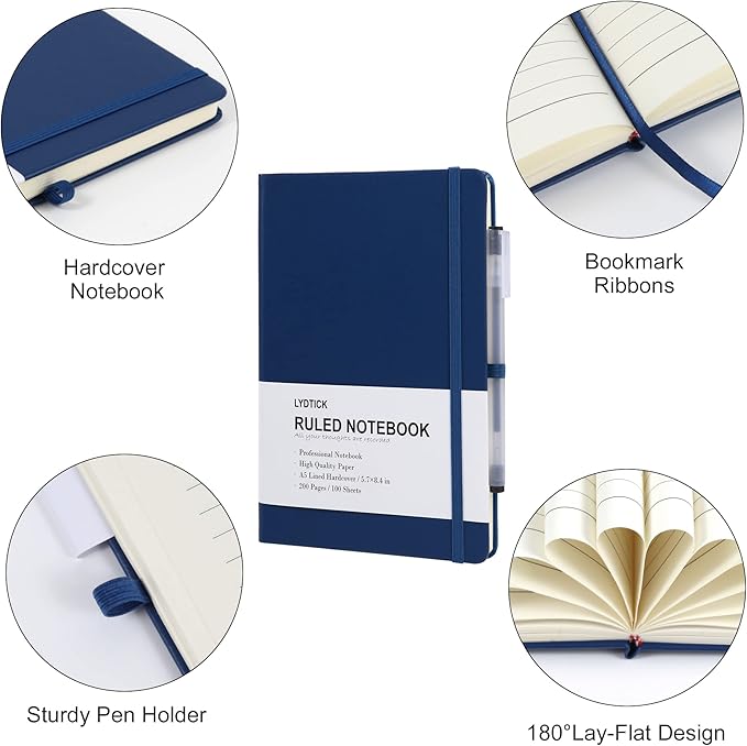 LYDTICK 20 Pack Journals for Writing College Ruled Notebooks Journal in Bulk, Hardcover Notebooks (200Pages) for Note Talking, Lined Bullet Journals for Home School Office, 5.7"x8.4", Dark Green