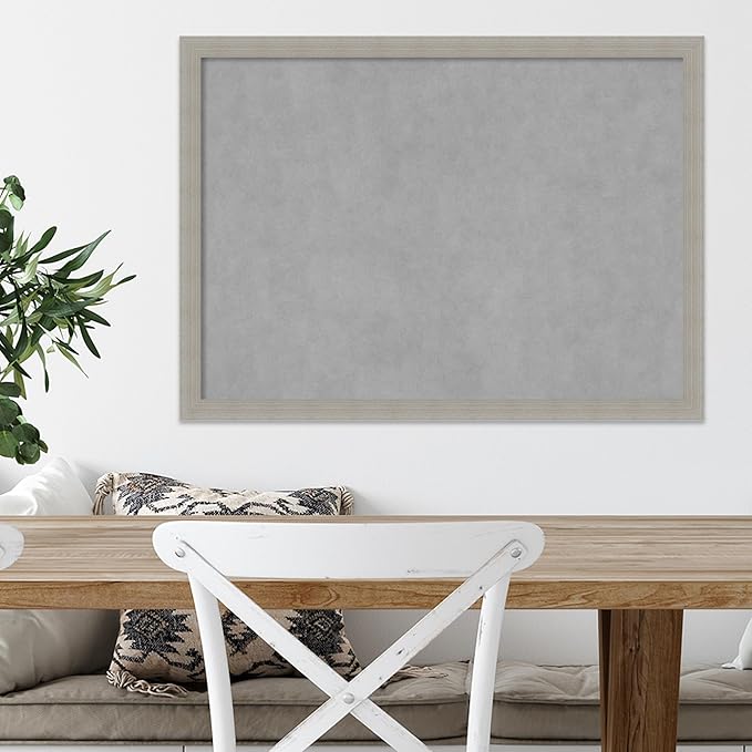 Amanti Art Grey Framed Magnetic Board 22x30 Medium Vision Board for use with Magnets, 100% Metal Sheet to Display Items as Office Decor or for Home Organization in mudroom, Kitchen or Kids Room
