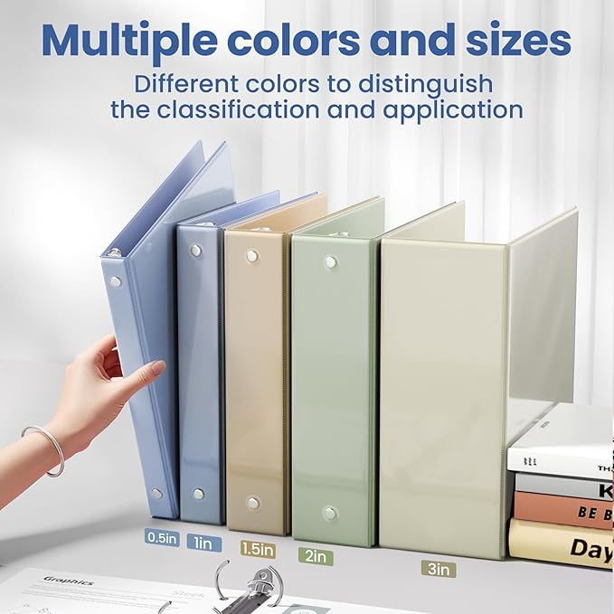 SUNEE 3 Ring Binder 1 Inch 1 Pack, Clear View Binder Three Ring PVC-Free (Fit 8.5x11 Inches) for School or Office Supplies, Haze Blue