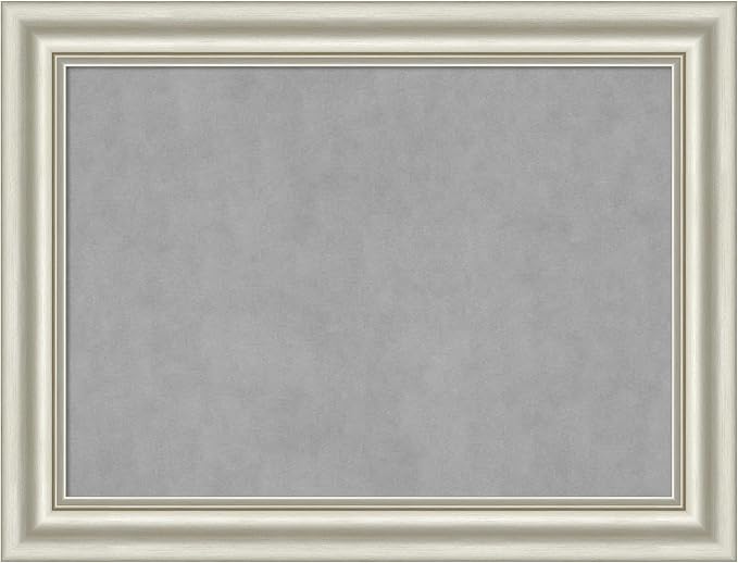 Amanti Art Silver Framed Magnetic Board 26x34 Medium Vision Board for use with Magnets, 100% Metal Sheet to Display Items as Office Decor or for Home Organization in mudroom, Kitchen or Kids Room