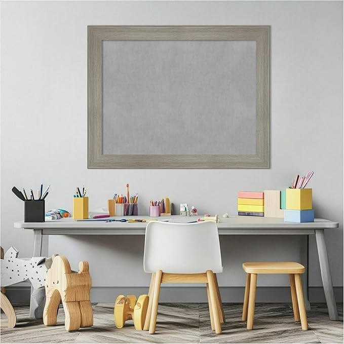 Amanti Art Grey Framed Magnetic Board 22x28 Medium Vision Board for use with Magnets, 100% Metal Sheet to Display Items as Office Decor or for Home Organization in mudroom, Kitchen or Kids Room