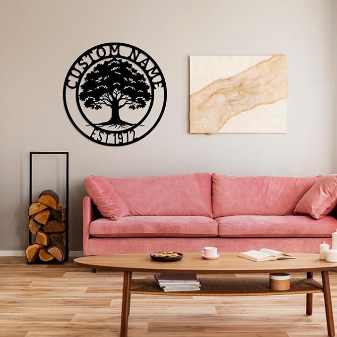 Custom oak Tree of Life, Oak Tree Family Monogram, Custom Metal Signs, Personalized Wall Art, Split Letter Monogram, Metal Wall Decor, Last Name Sign, Family Name Sign, Dad Gift