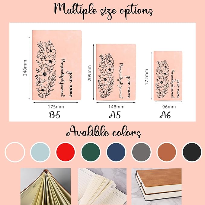 Bliver Personalized Notebook Custom Leather Bound Journals for Writing Daily Engraved Notebooks Gift for Best friends,Women,Teacher