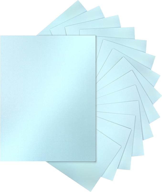 Silunkia 28 Sheets Blue Shimmer Cardstock 8.5 x 11 Premium Paper, 250gsm/92lb Heavyweight Craft Paper Card Stock for Making Cards, Greeting Cards, Office Printing, Scrapbooking, Invitations