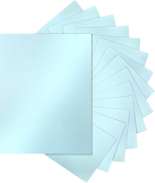 Silunkia 28 Sheets Blue Shimmer Cardstock 8.5 x 11 Premium Paper, 250gsm/92lb Heavyweight Craft Paper Card Stock for Making Cards, Greeting Cards, Office Printing, Scrapbooking, Invitations