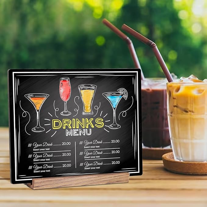 8.6x11.7 Chalkboard Signs with Base for Tabletop Decor Double Sided, Mini Chalkboard for Restaurant Food Menu, Kids Message Board, Wedding Party (1 Pack, L/T 2-Slot)