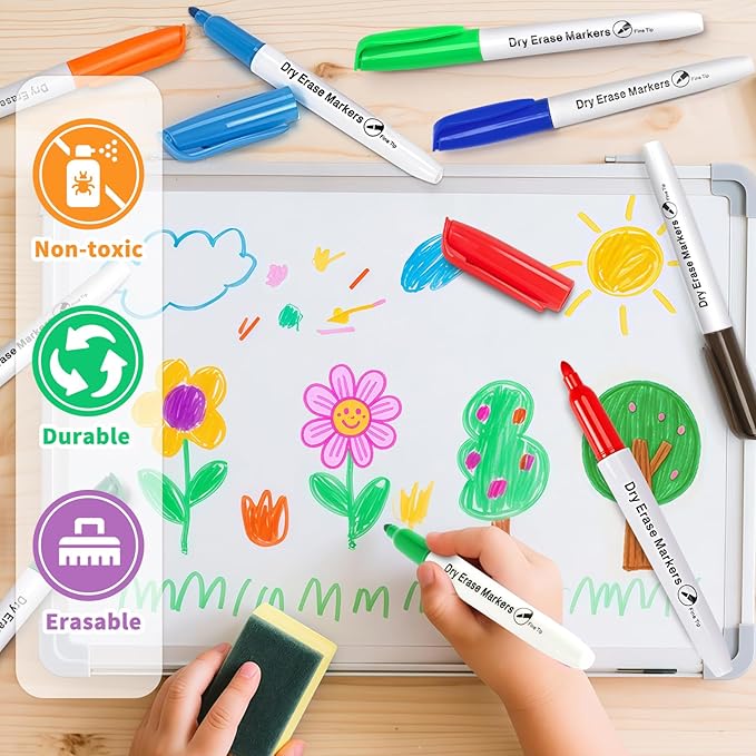 Birebebys 168 Count Bulk Dry Erase Markers, Fine Tip Whiteboard Markers, Back to School & Classroom Supplies for Kids Teachers, Bulk Set for Home Use