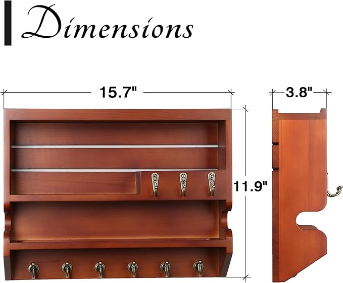 Mutsault Key Holder for Wall, Mail Organizer Wall Mounted, Auburn