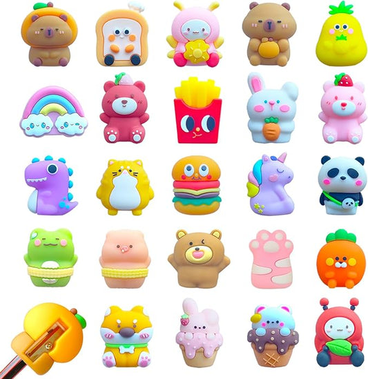 24 pcs Cute Pencil Sharpener for Kids Fun Pencil Sharpener Bulk Kawaii Manual Pencil Sharpeners Kids Pencil Sharpeners for Back to School School Supplies Class Rewards.