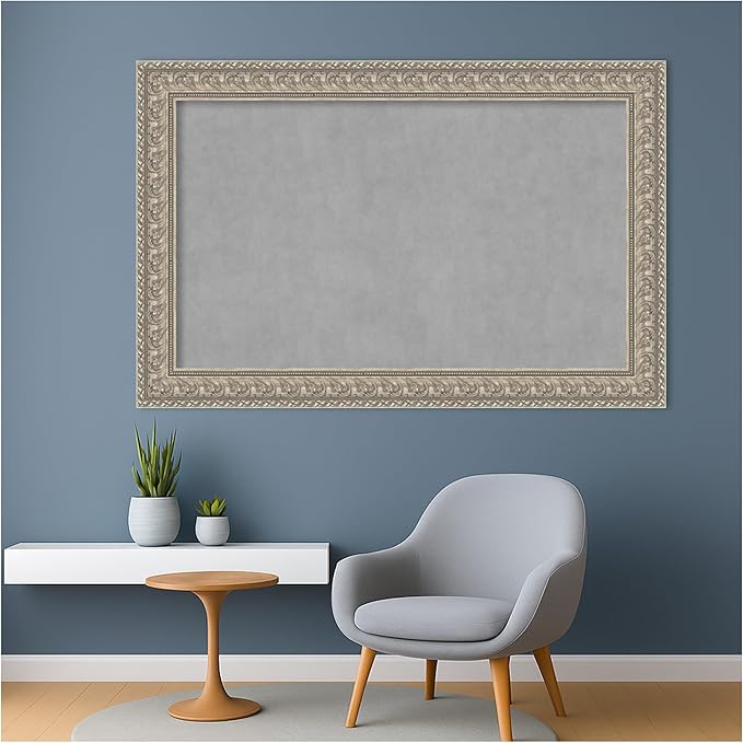 Amanti Art Silver Framed Magnetic Board 31x47 Large Vision Board for use with Magnets, 100% Metal Sheet to Display Items as Office Decor or for Home Organization in mudroom, Kitchen or Kids Room