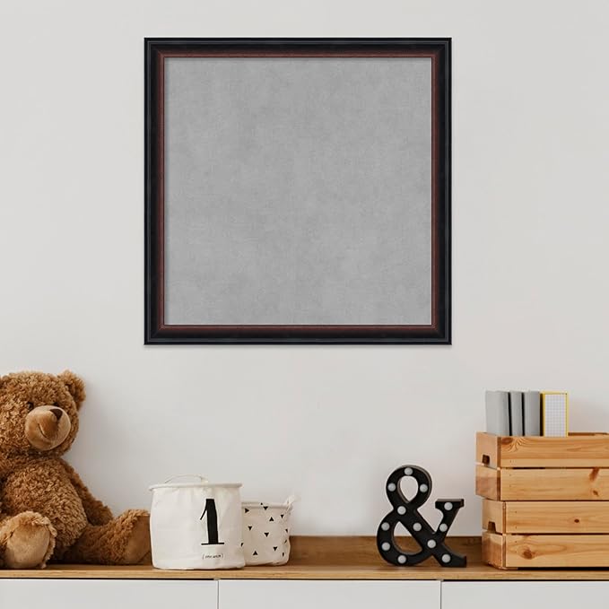 Amanti Art Black Framed Magnetic Board 18x18 Small Vision Board for use with Magnets, 100% Metal Sheet to Display Items as Office Decor or for Home Organization in mudroom, Kitchen or Kids Room