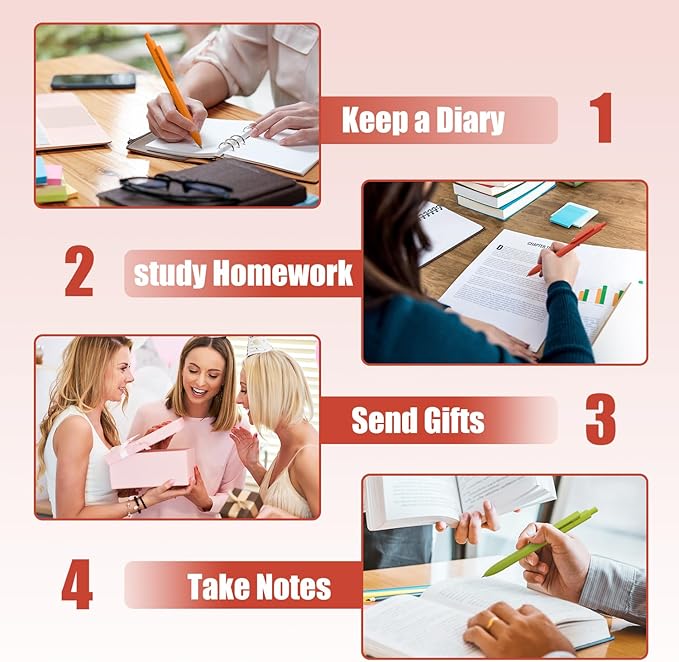 Piochoo Gel Pens, 8 Pcs 0.5mm Black Ink Pens Fine Point Smooth Writing Pens, High-End Series Pens for Journaling Note Taking, Cute Office School Supplies Gifts for Women Men