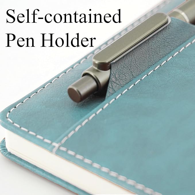 SLFreMint Premium Hardcover Notebook with Pen and Pen Holder Clip, Card Pockets, 240 Pages, College Ruled, 80GSM, Leather Note Book for Work, Study, Diary and Other Scenarios, Suitable Journal for Both Men and Women