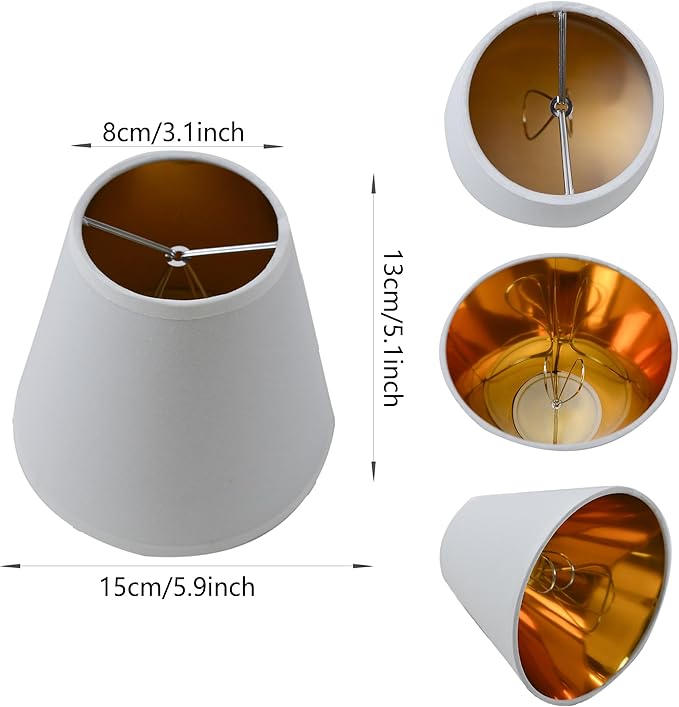 TAaMTYH small lamp shade chandelier shades set of 6，Fabric Lampshade for Wall Lamp，chandelier shades，small tadle lamps，For Cutting Edge bulbs, Clip-on Fitter Lampshade，3" X 6" X 5"