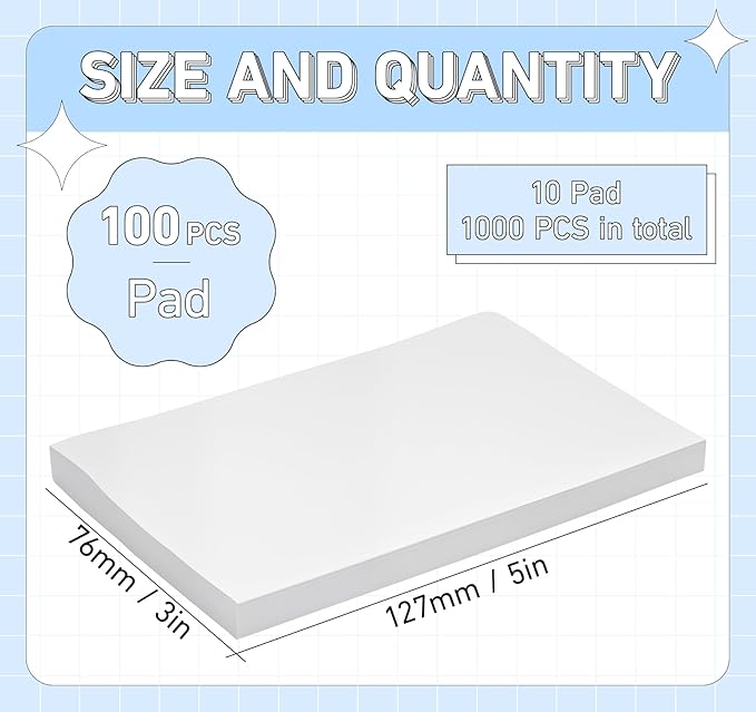 White Sticky Notes 3 x 5 in,10 Pads Large Notepads,100 Sheets/Pad Sticky Note Pads,1000 Sheets in Total Long Memo Pads,Super Sticky Pads for Office, School, Home,Meeting,Notebook Monitors Wall