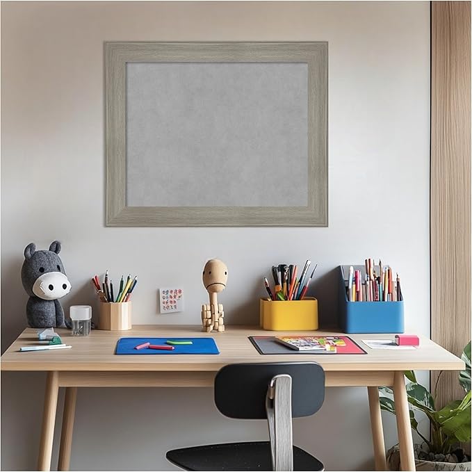Amanti Art Grey Framed Magnetic Board 20x24 Small Vision Board for use with Magnets, 100% Metal Sheet to Display Items as Office Decor or for Home Organization in mudroom, Kitchen or Kids Room