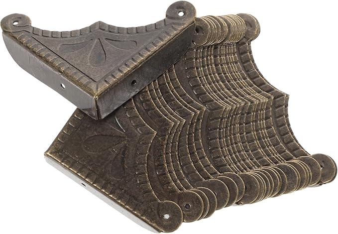 Artibetter 30Pcs Vintage Metal Corner Protectors for Furniture Wooden Boxes Desk Corner Bumpers Table Edge Guards Decorative Antique Style