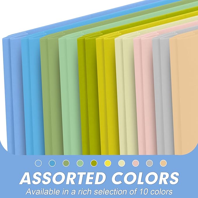 Two Pocket Folders, RAZCC 100 Pack Two Pocket Folders with Prongs, 3 Prong Folders Fit Letter Size Paper, Pocket Paper File Folders for School Office Home Business, Assorted 10 Colors