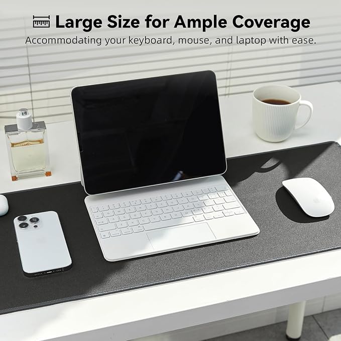 Reniteco Waterproof Large Gaming Mouse Pad with Durable Stitched Edges, Non-Slip Rubber Base, Grainy Jacquard Mouse Mat Desk Pad for Home Office Gaming, 31.5''x11.8''x0.12'', Deep Gray