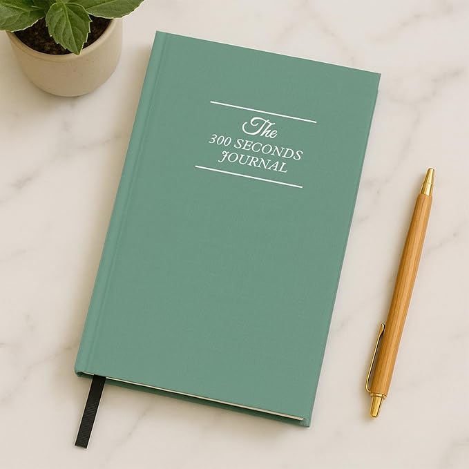 Gratitude Journal for Women & Men – 5 Minute Guided Daily Journal with Prompts for Mindfulness, Self Care & Positive Thinking, 300 Seconds Daily Reflection, Light Green Linen Cover, 2025 Edition