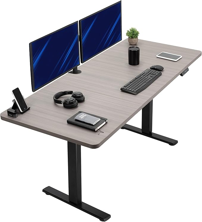 VIVO Electric 71 x 30 in Standing Desk, Memory Height Adjustment, 1B Series, Holds 220 lbs, Dark Gray Top Black Frame, DESK-KIT-1B7G