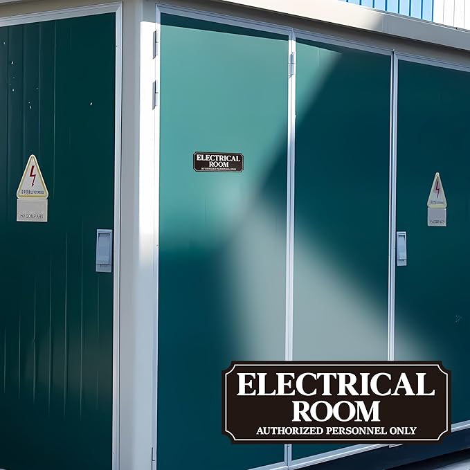 Electrical Room Door Sign for Business，Self-Adhesive Durable Modern Electrical Closet Room Sticker for Home, UV and Weather Resistant Authorized Personnel Only Signs for Business ，Workplace