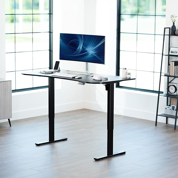 VIVO Electric 63 x 32 in Standing Desk, Memory Height Adjustment, 1B Series, Holds 220 lbs, Black Top Black Frame, DESK-KIT-1B1B