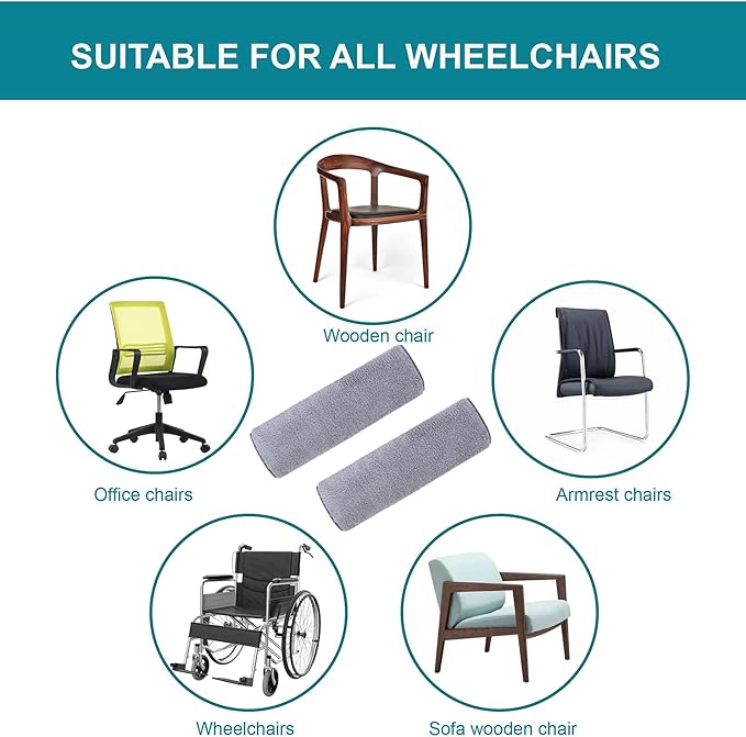 2 Pcs Wheelchair Armrest Pads Covers - Widened Self Adhesive Strips Comfortable and Protective for Wheelchairs, Office Chairs, and Armrest Chairs Comfort Padding Pressure (2 Pcs Size：M)