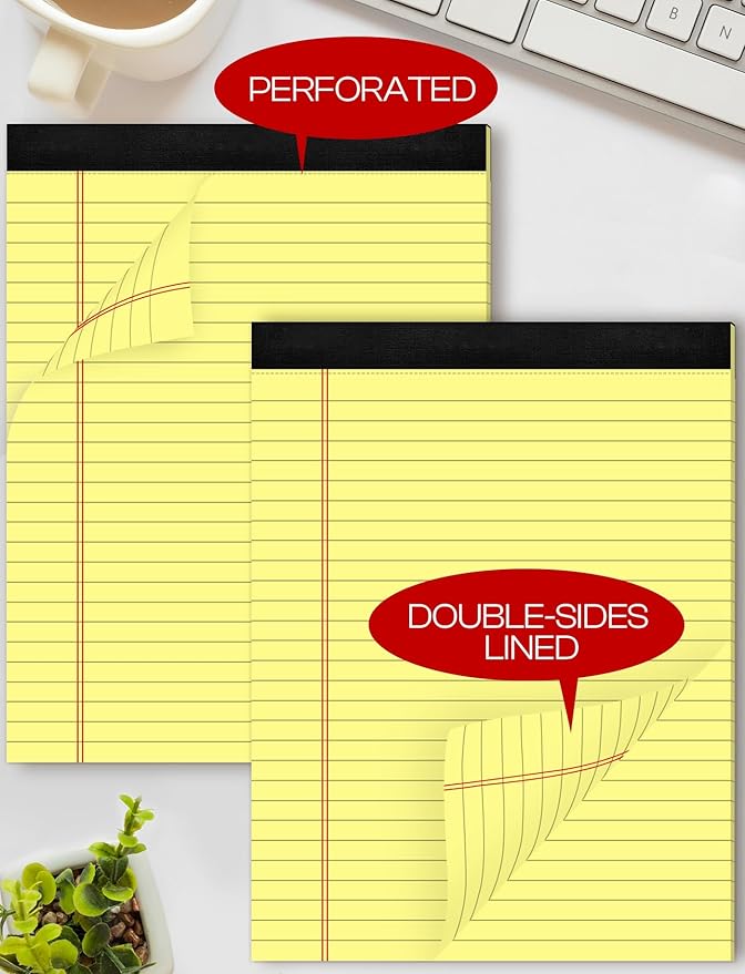 Aidunmis 8 Pack Yellow Legal Pads 8.5 x 11 Wide Ruled Note Pads 8.5x11 Lined Paper Writing Pads Notepads 8.5 x 11 Notebook Paper for Work Legal Notepads Yellow Pads of Paper 30 Sheets per Legal Pad
